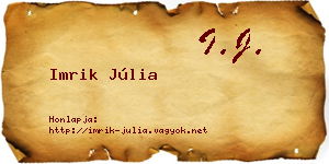 Imrik Júlia névjegykártya
